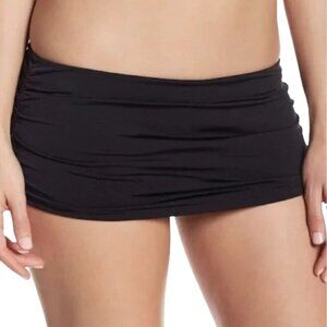 NWT A.Che Ruched Side Skirted Hipster Bikini Bottoms in Black Sz. S